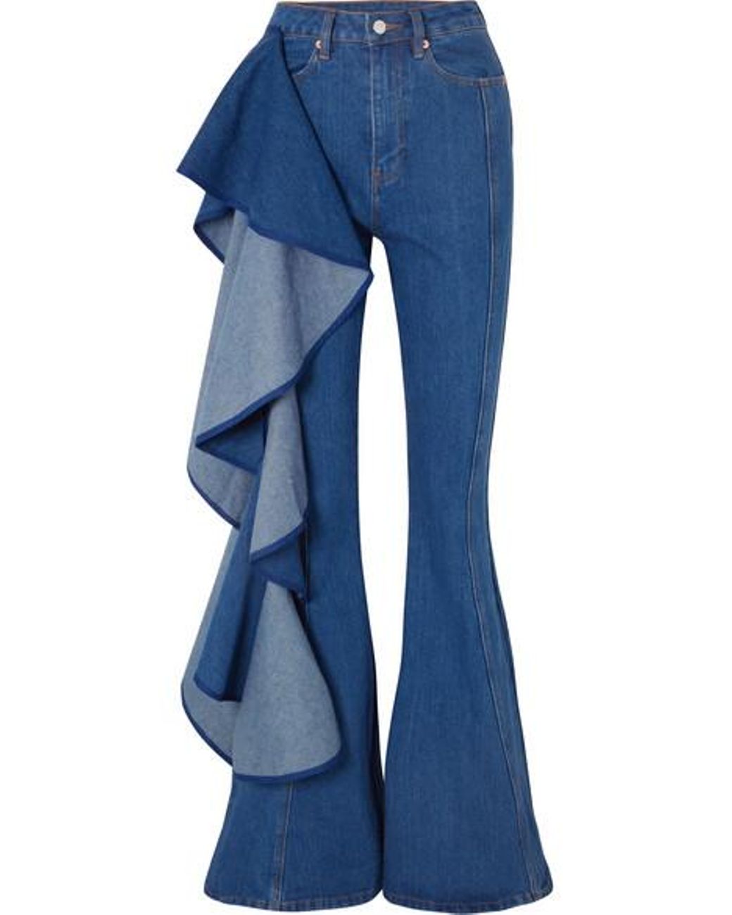 Solace London Trumpet Ruffled Highrise Wideleg Jeans in Blue Lyst