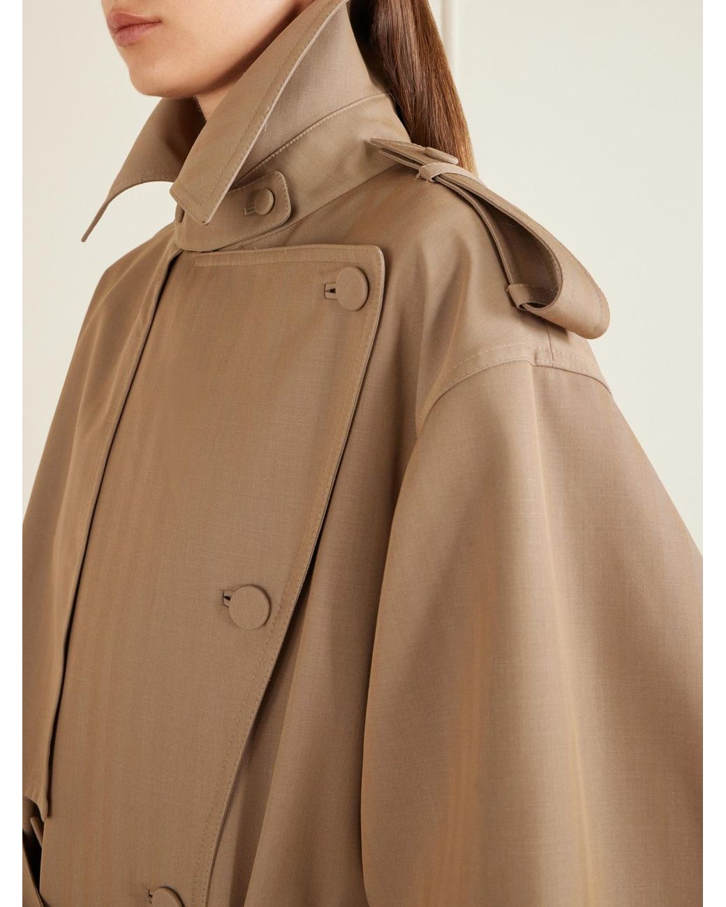 Gabriela Hearst Natural Tellus Double-Breasted Virgin Wool Trench Coat