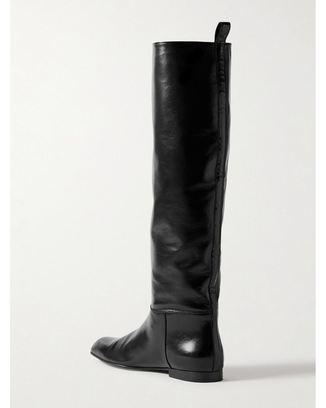 Khaite Black Colt Glossed-Leather Knee Boots