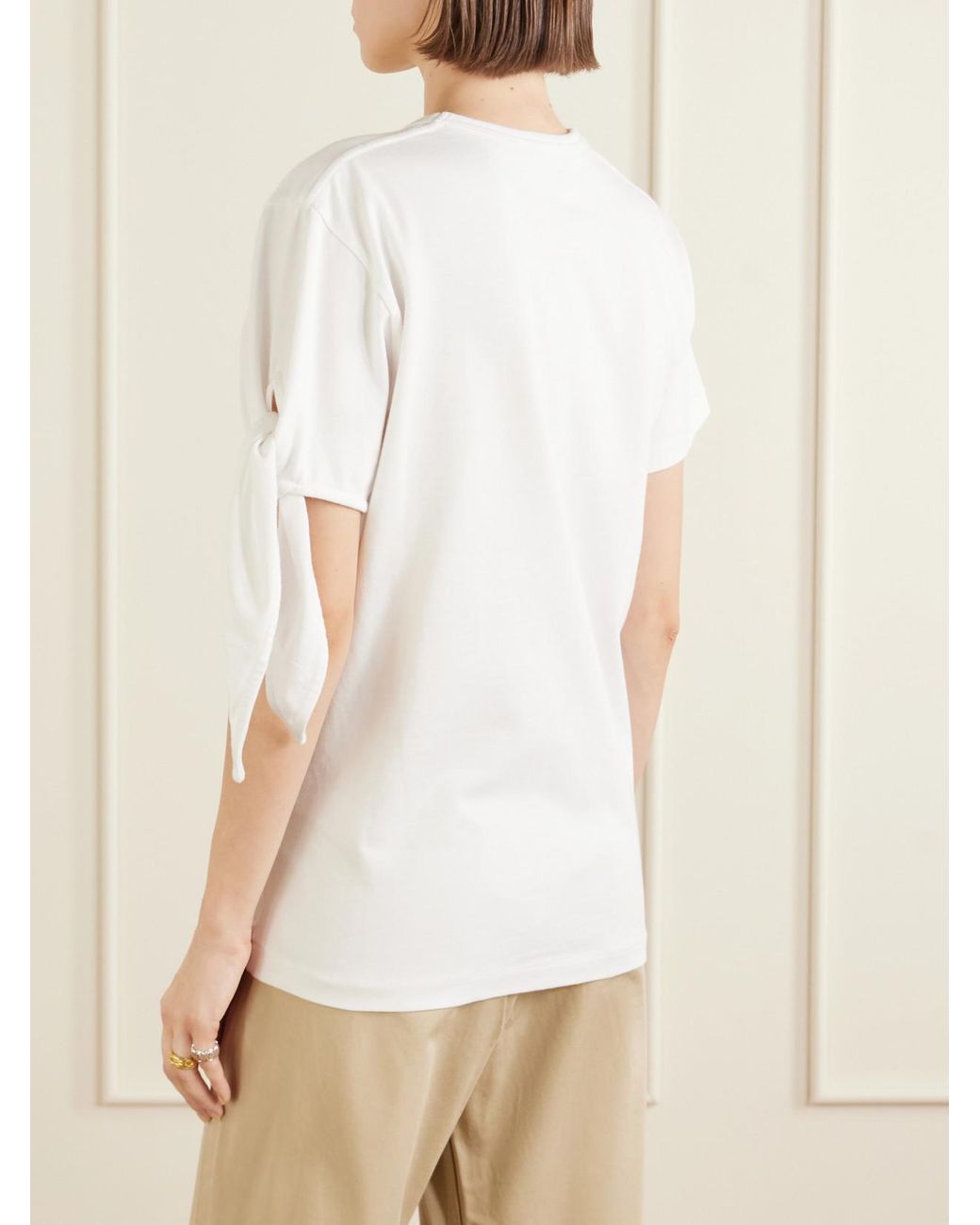 J.W. Anderson White Tie-Detailed Cotton T-Shirt