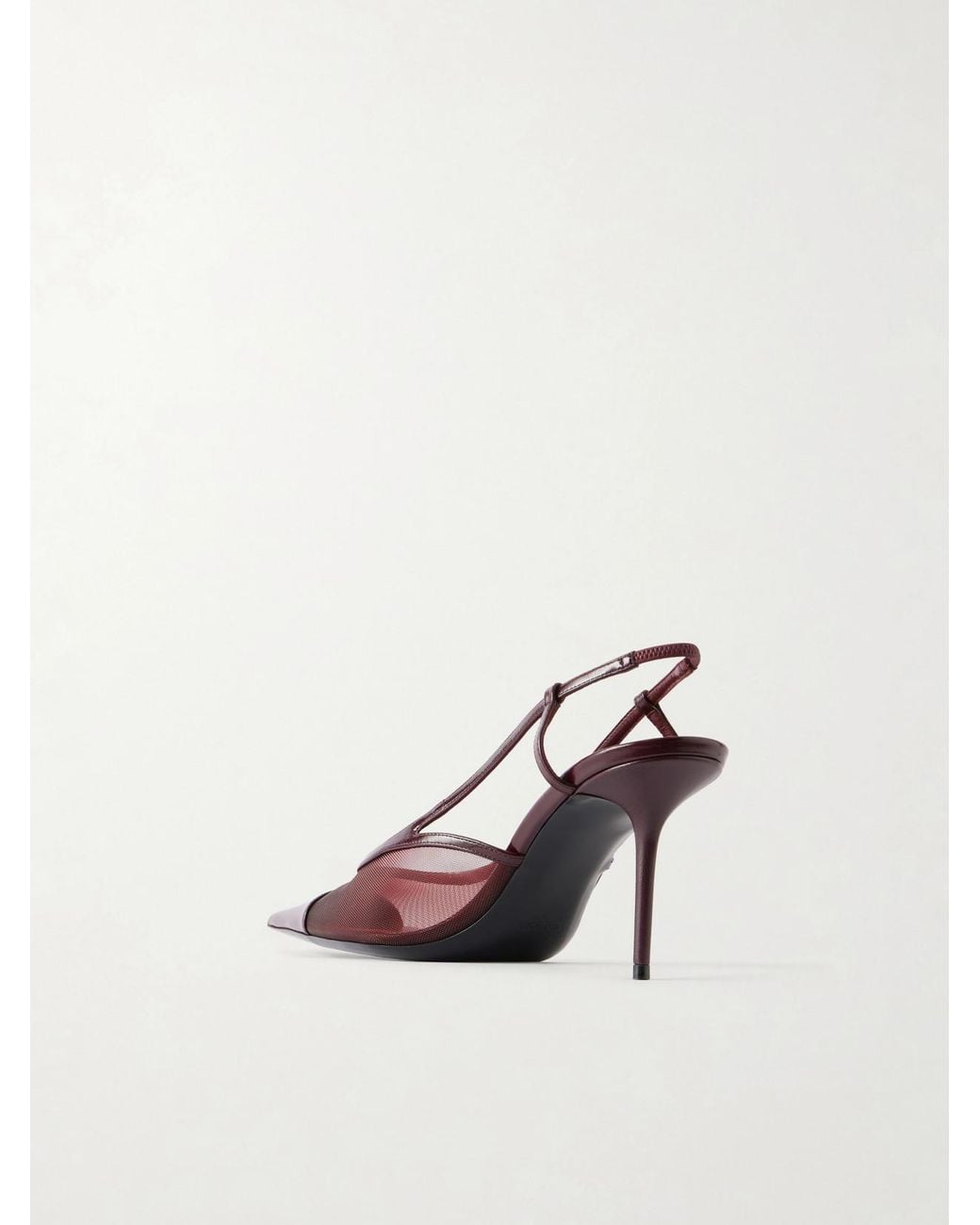 Saint Laurent Pink Renée Cassandre-Embroidered Patent Leather-Trimmed Mesh Slingback Pumps