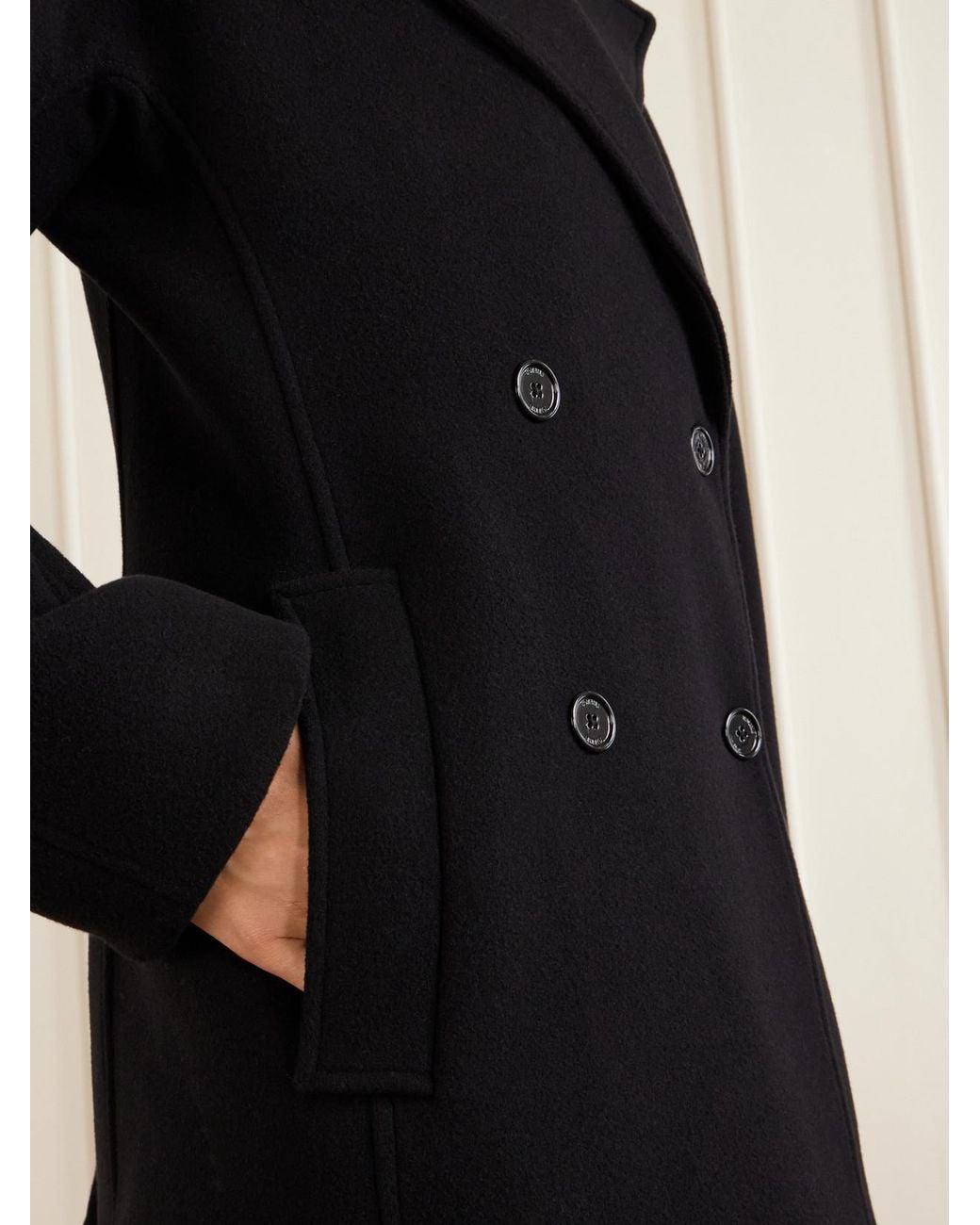 Totême Black Double-Breasted Wool-Blend Coat