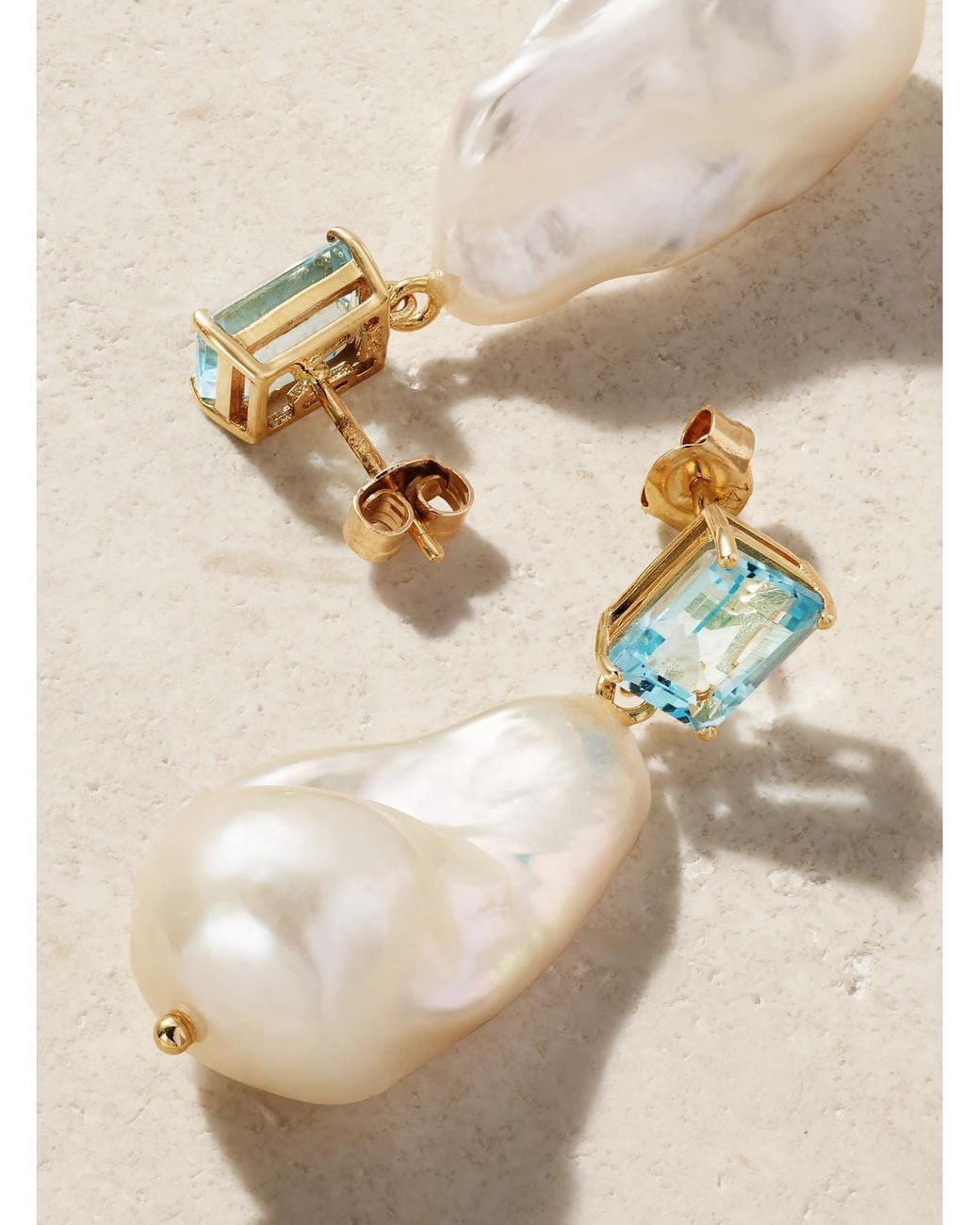 Mateo Natural 14-Karat, Topaz And Pearl Earrings