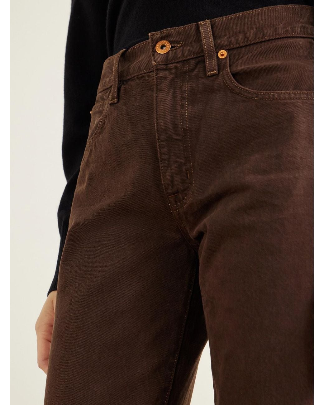 SLVRLAKE Denim Brown Phoenix Mid-Rise Straight-Leg Jeans