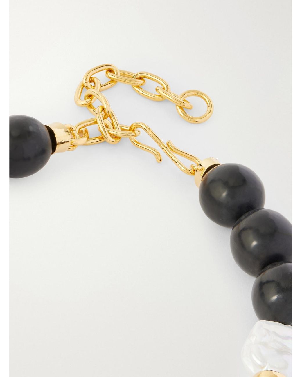 Lizzie Fortunato Black Oria-Plated, Pearl And Horn Beaded Necklace