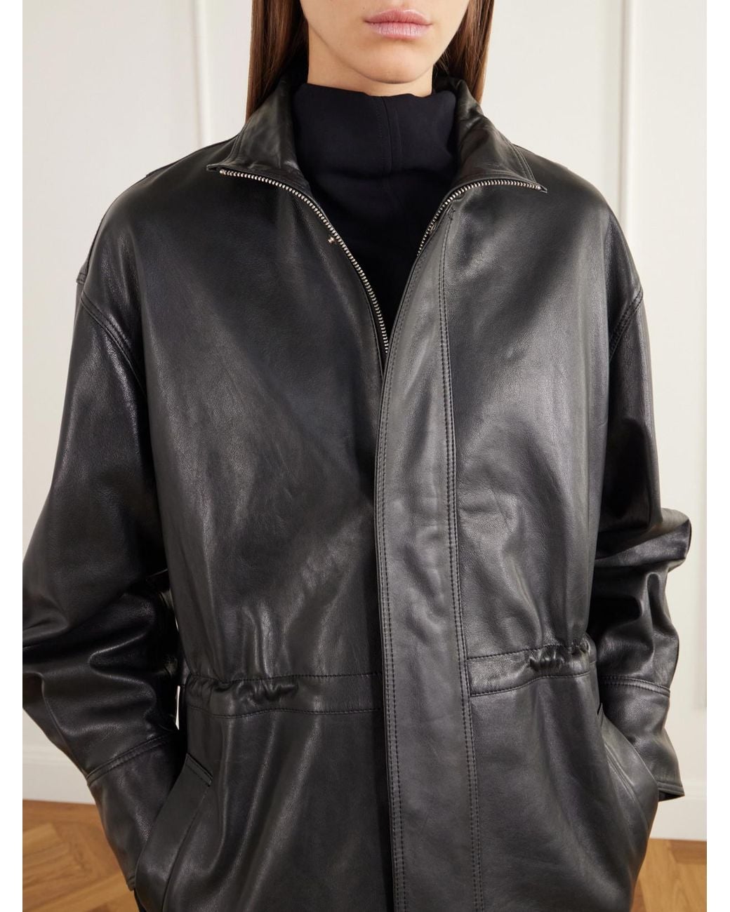 Arma Black Alia Paneled Leather Jacket