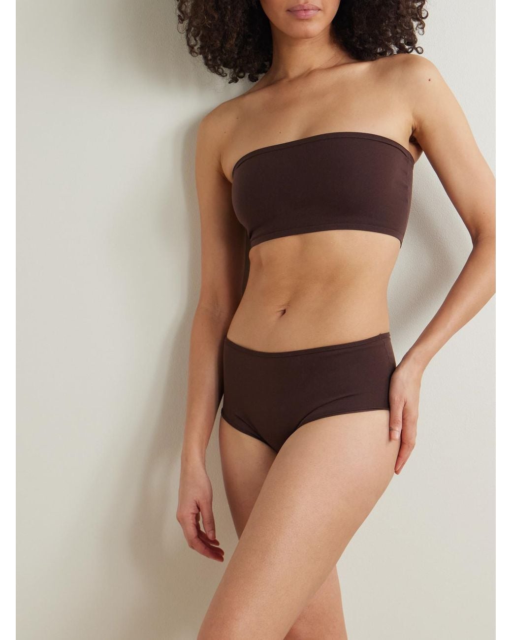 Alaïa Brown Stretch-Jersey Bandeau Bra And Briefs Set