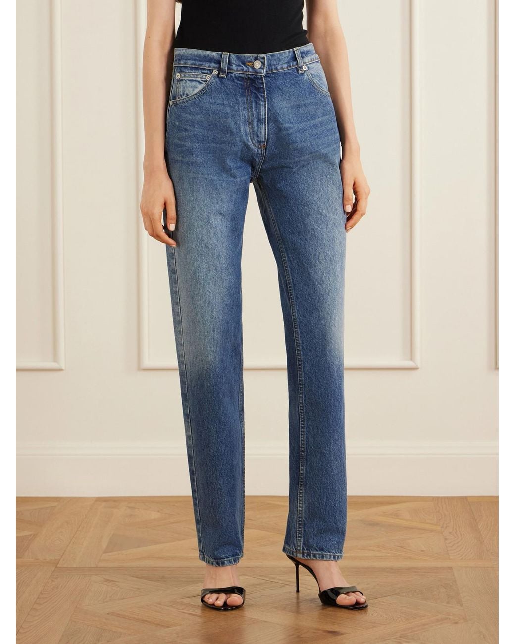 Magda Butrym Blue High-Rise Straight-Leg Boyfriend Jeans