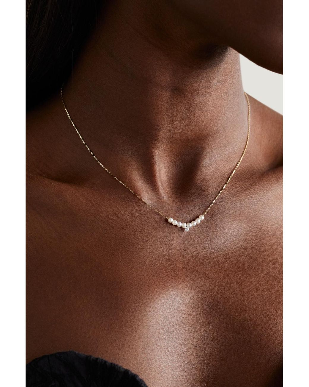Mizuki Natural 14-Karat, Pearl And Diamond Necklace