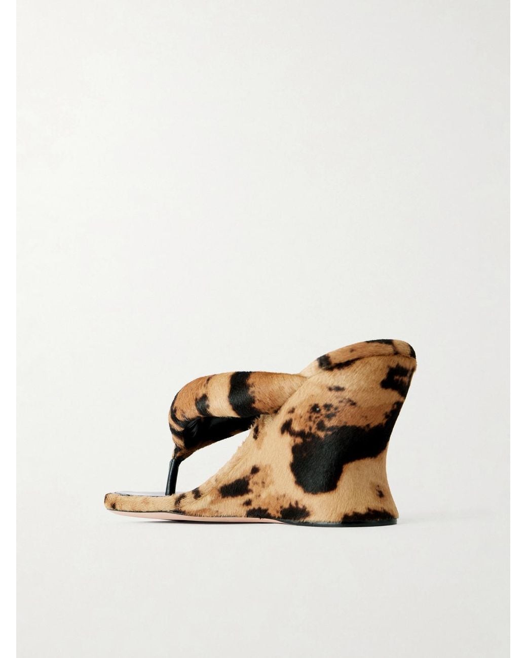 Balenciaga Brown Gaeta Leopard-Print Pony Hair Wedge Mules