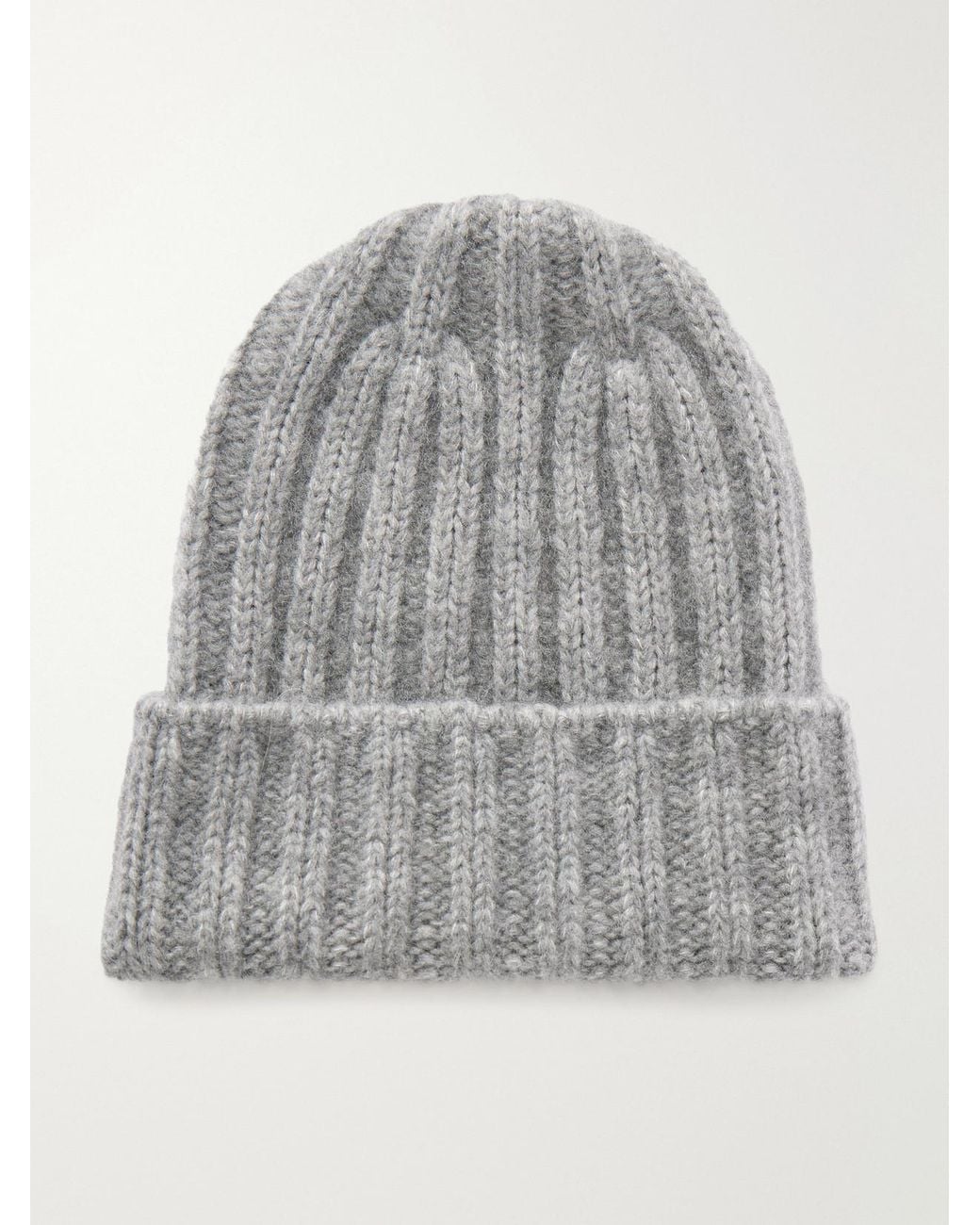 Johnstons Gray Bhaltair Ribbed Cashmere And Silk-Blend Beanie