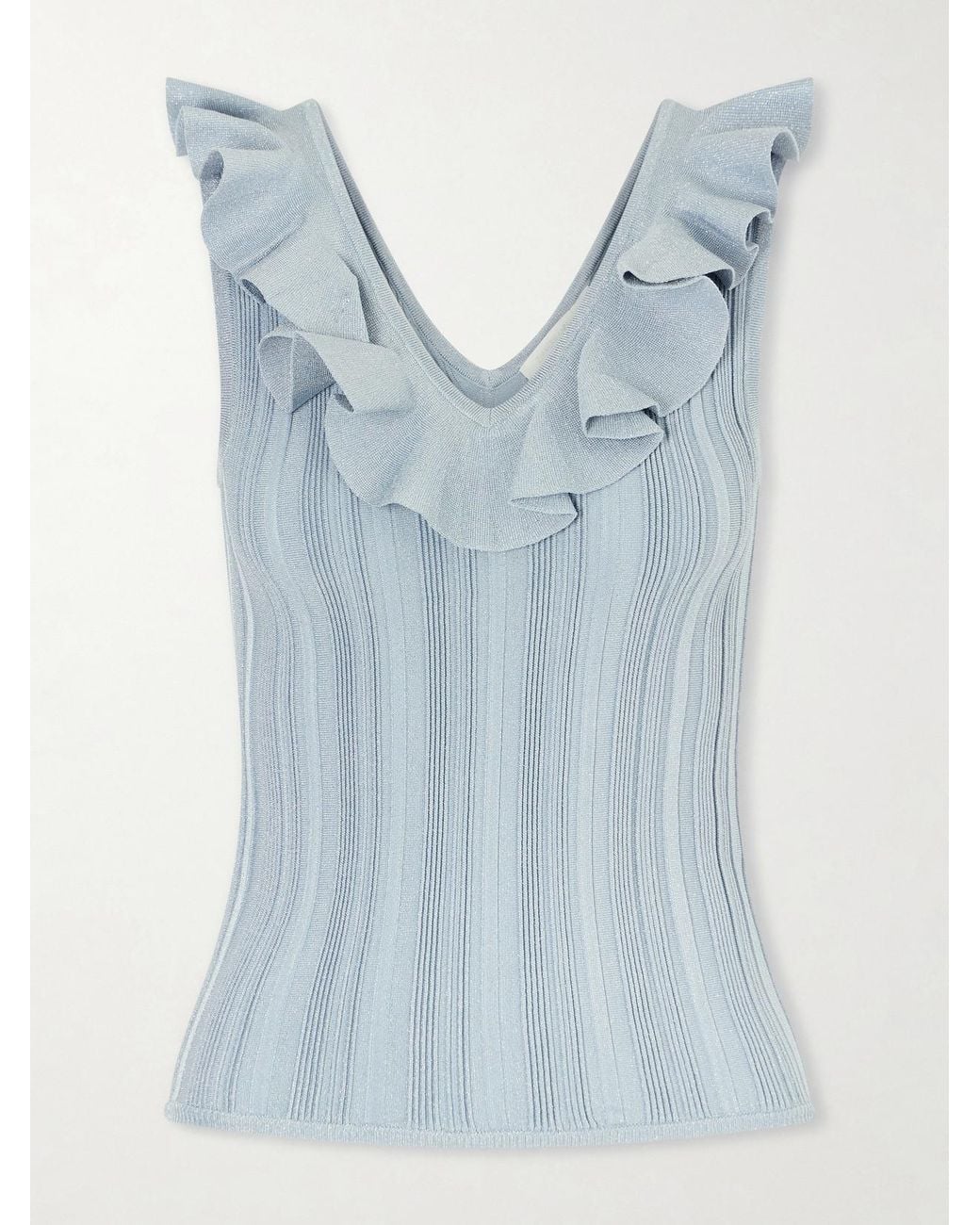 Zimmermann Blue Aster Metallic Ruffled Top