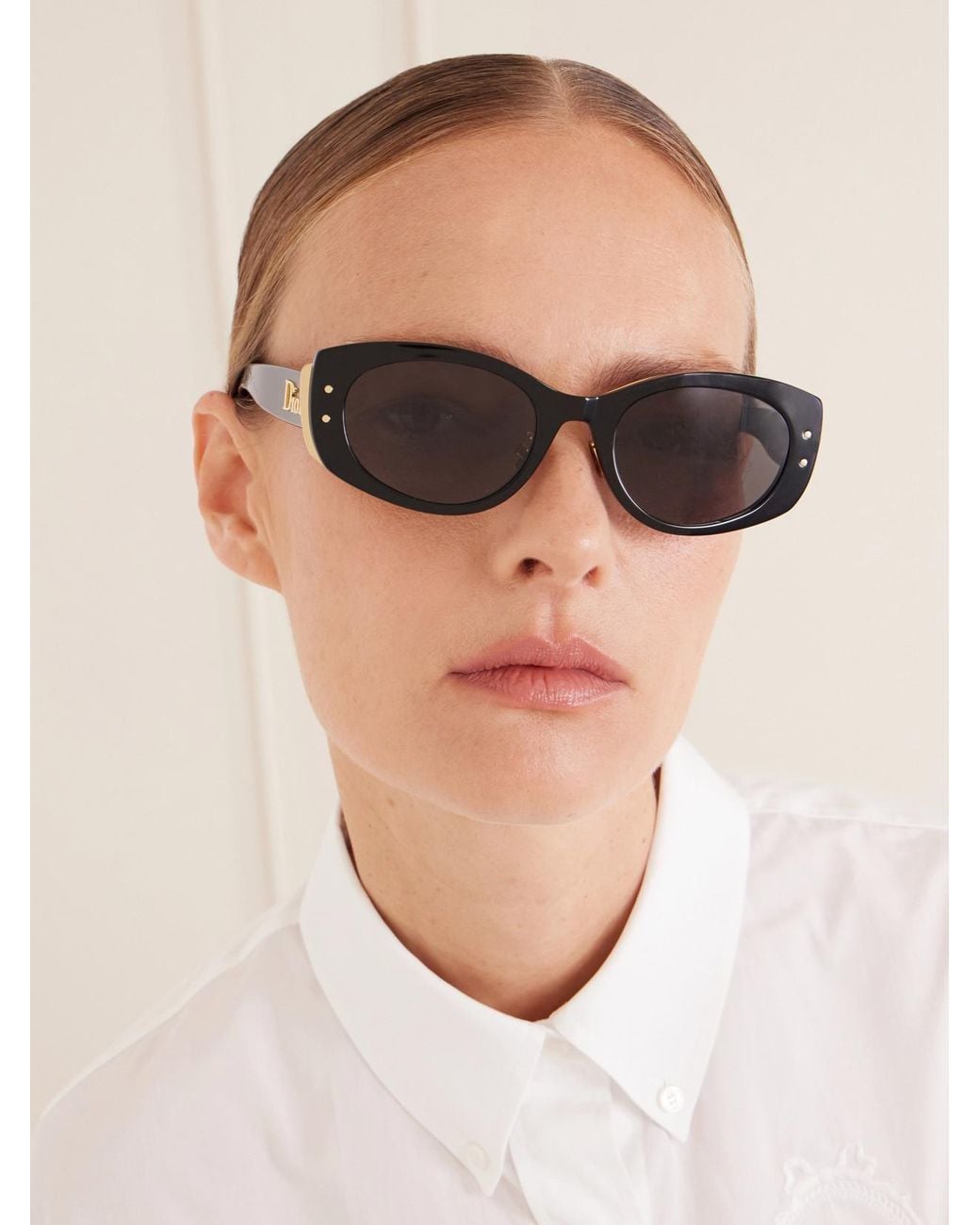 Dior Black New Dior R1U Oval-Frame Acetate Sunglasses