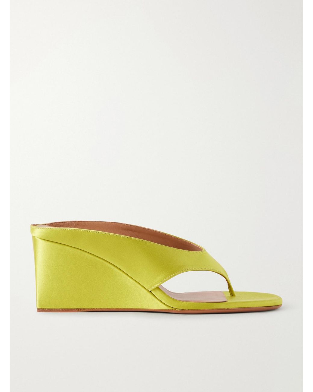 Alaïa Yellow Tong 75 Satin Wedge Sandals