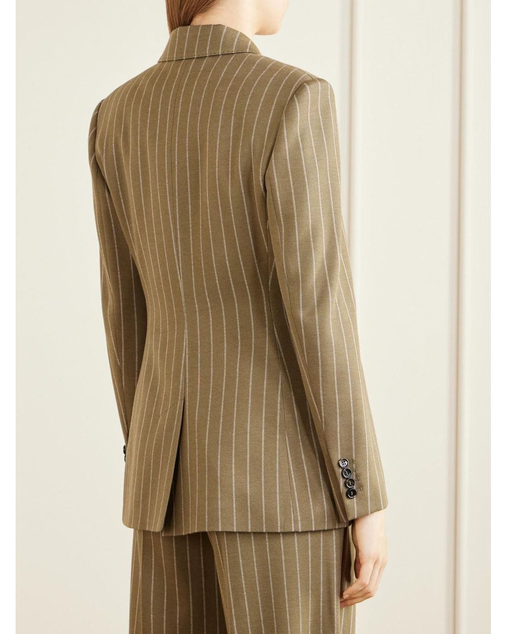 Max Mara Natural Balta Double-Breasted Striped Jersey Blazer
