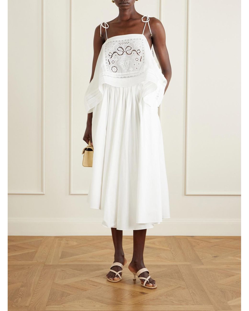 Self-Portrait White Embroidered Ramie Top
