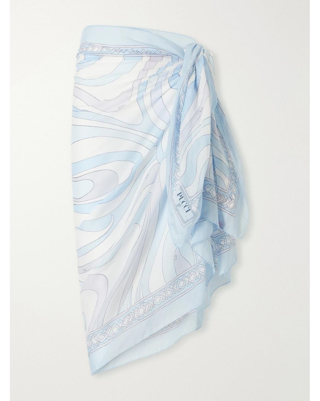 Emilio Pucci Blue Printed Cotton-Voile Pareo