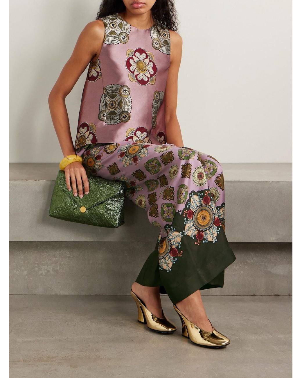 LaDoubleJ Purple Icon La Scala Satin-Jacquard Top