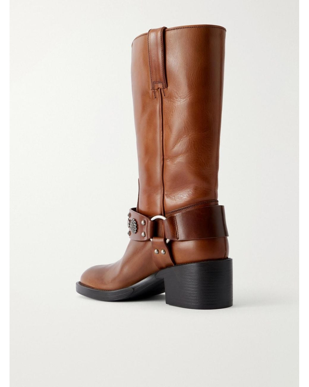 Chloé Brown Dakota Stud-Embellished Leather Knee Boots