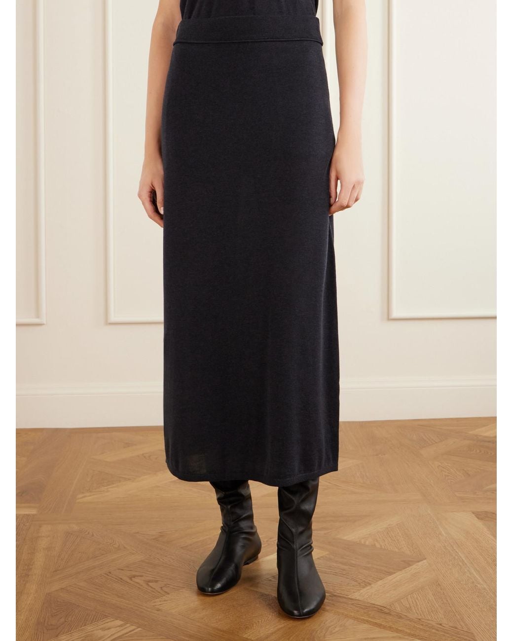 Totême  Blue Lyocell And Cashmere-Blend Midi Skirt