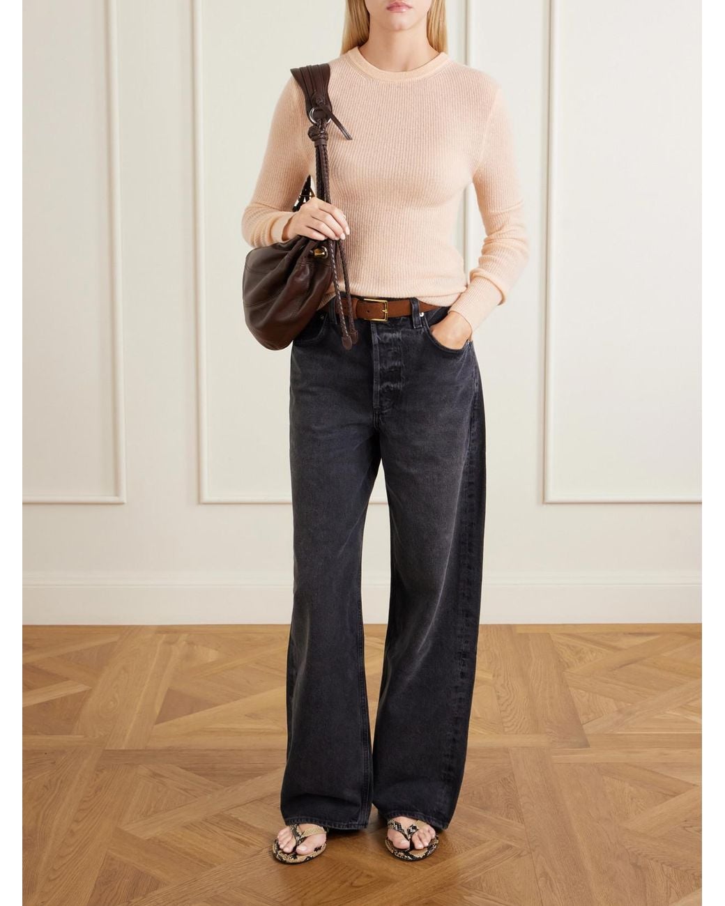 Citizens of Humanity Blue Ayla Mid-Rise Wide-Leg Jeans