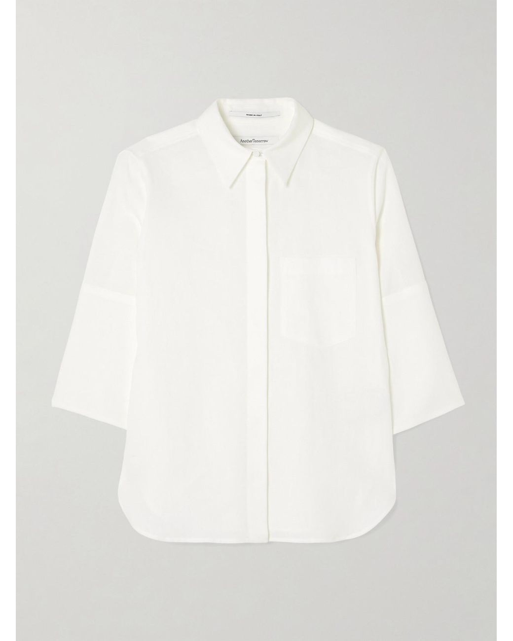 Another Tomorrow White Linen Shirt