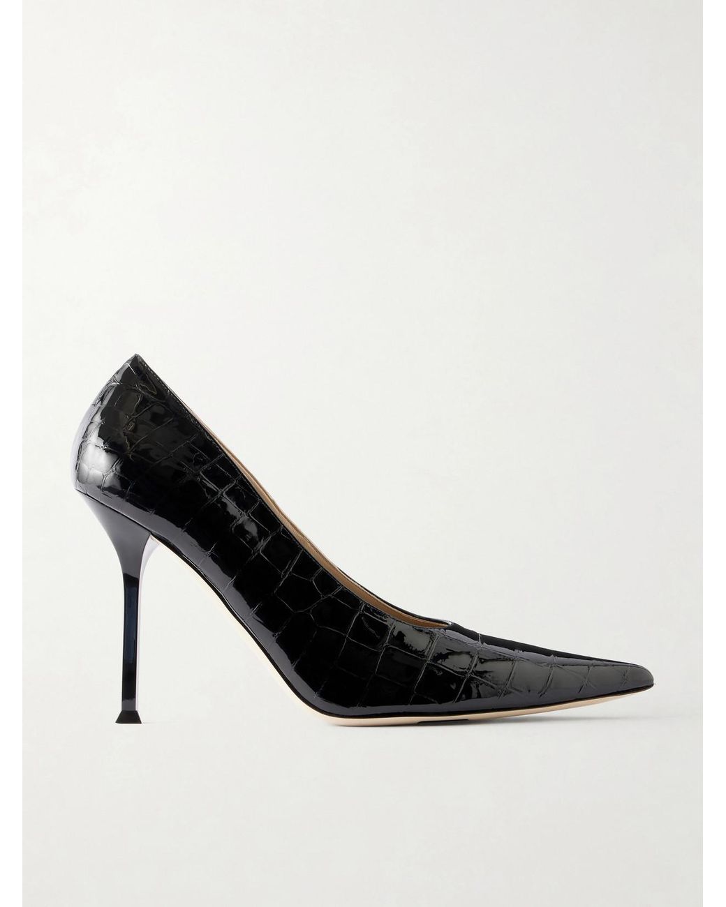 Christen Black Helix 95 Croc-Effect Patent Leather Pumps