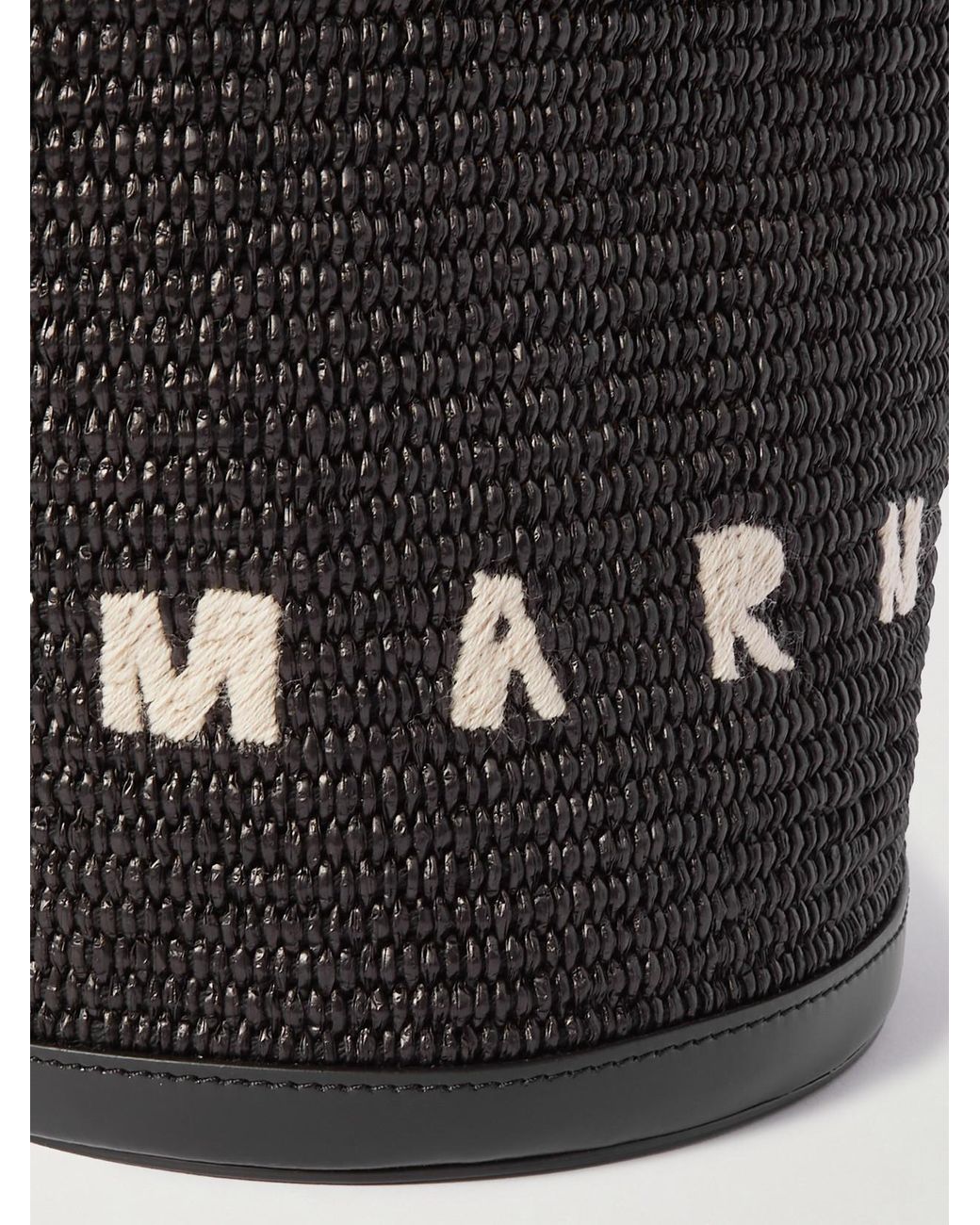 ショルダーバッグ・ポシェット Marni Black leather and raffia Tropicalia bucket bag Tropicalia Small Bucket Bag in black leather and raffia