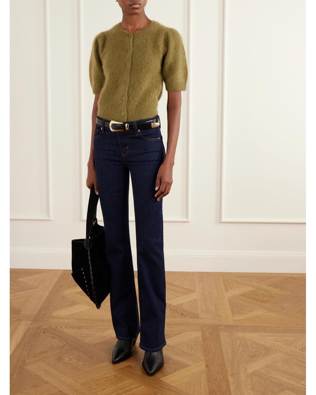 FRAME Blue The Rodeo Low-Rise Flared Jeans