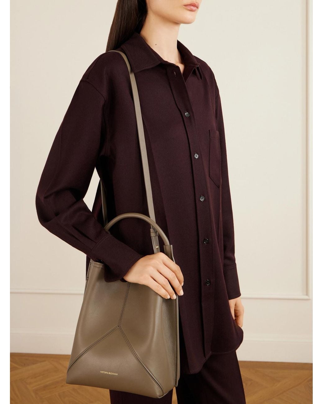 Victoria Beckham Natural The Victoria Bucket Leather Shoulder Bag