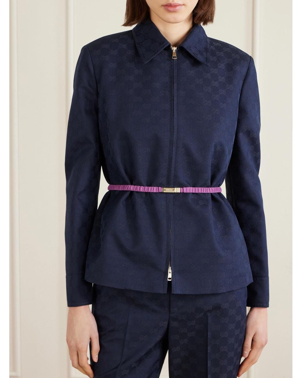 Gucci Blue Jacquard-Twill Jacket