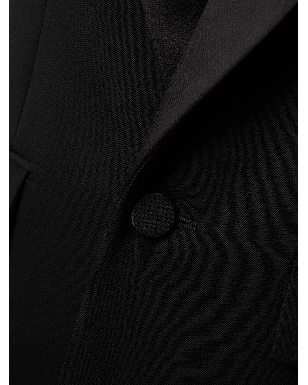 Saint Laurent Black Grain De Poudre Wool And Silk-Satin Blazer