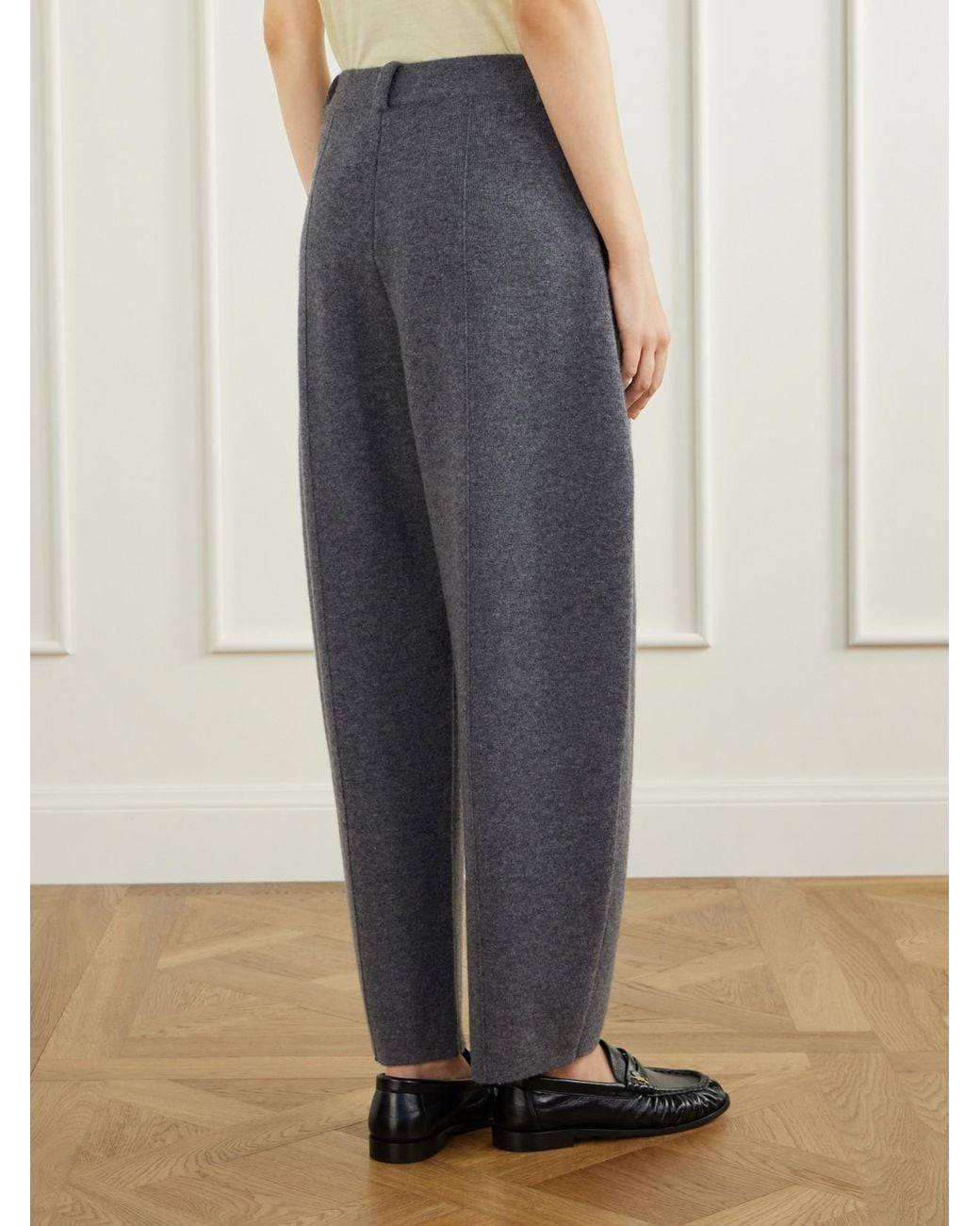 Lisa Yang Gray Wrenda Cashmere Barrel-Leg Pants