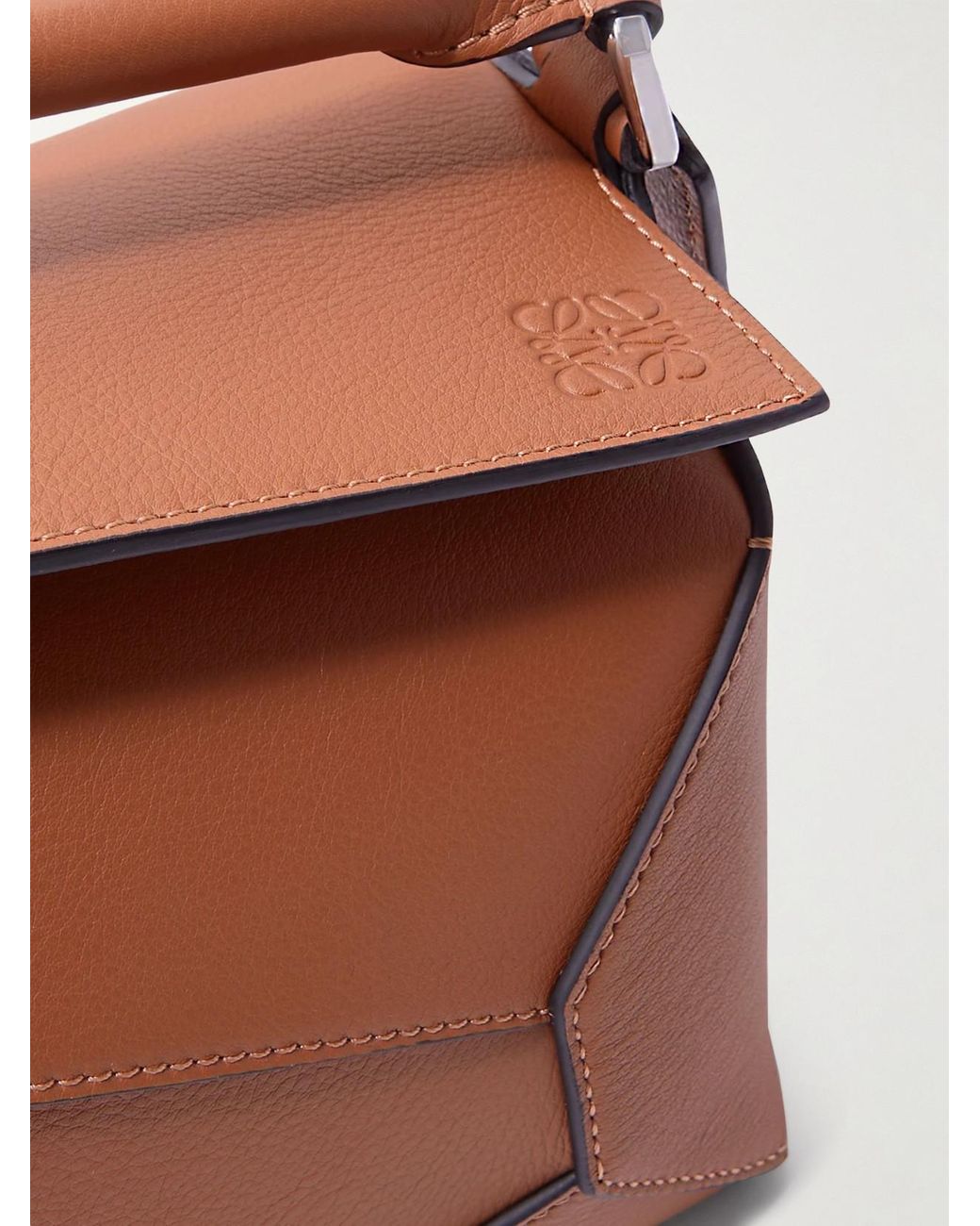Loewe Brown Puzzle Edge Small Textured-Leather Top-Handle Bag
