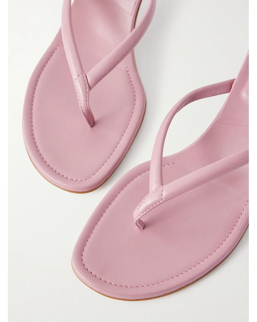 Manolo Blahnik Pink Paterno 50 Leather Thong Sandals