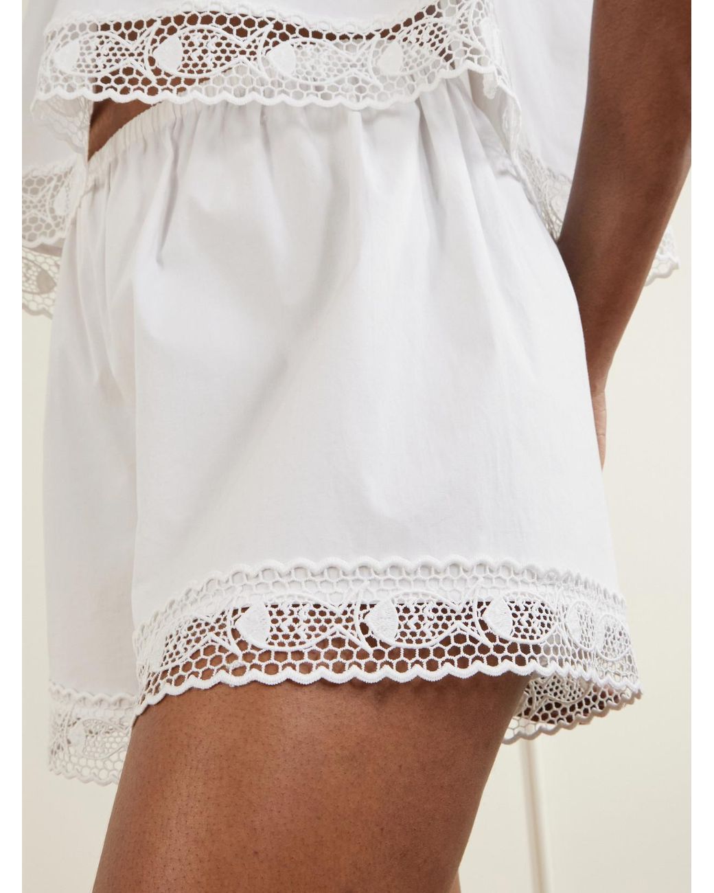Staud White Da Adolfo Brezza Cotton-Blend Shorts