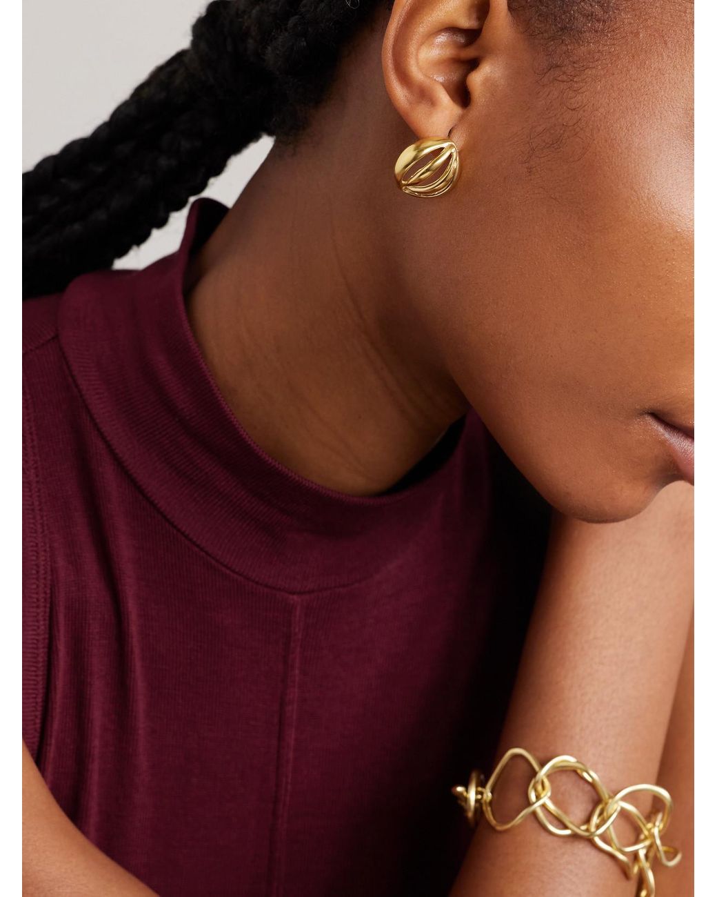 YSSO Metallic Flower Bud Mini Vergoldete Ohrringe