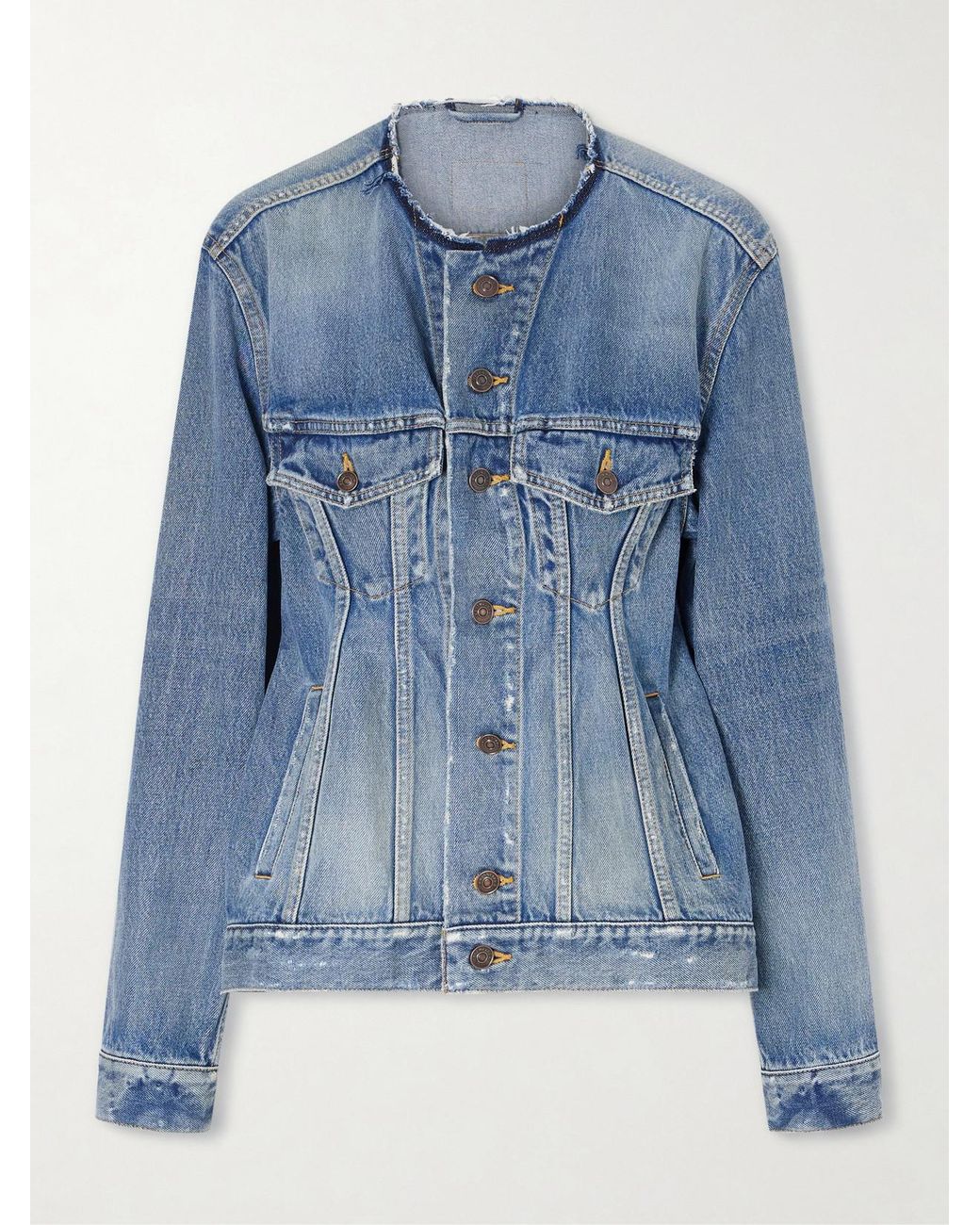 Balenciaga Blue Distressed Denim Jacket
