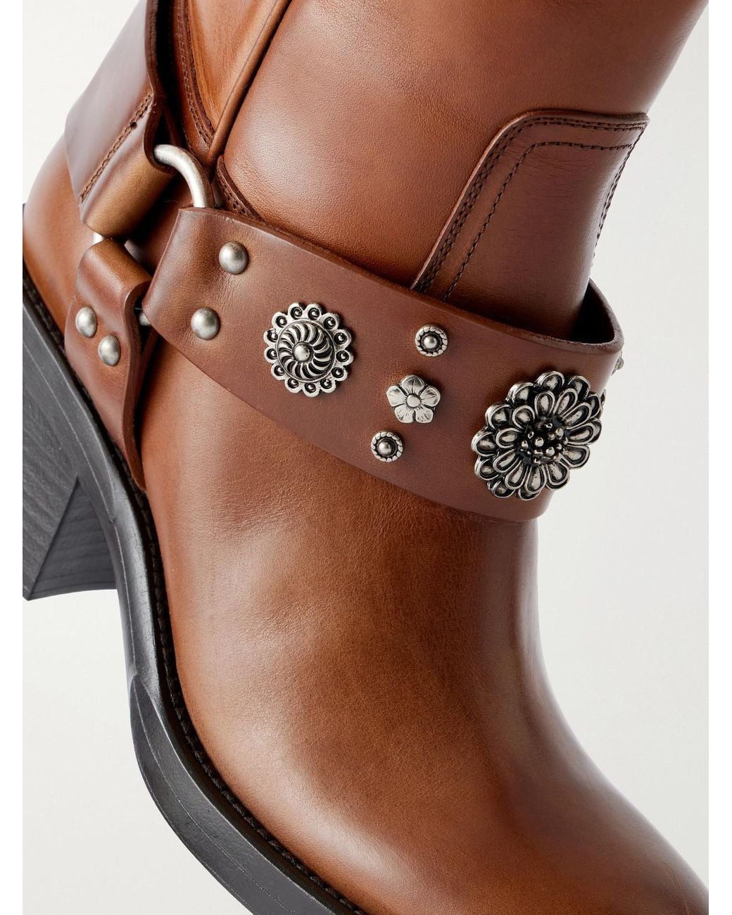 Chloé Brown Dakota Stud-Embellished Leather Knee Boots