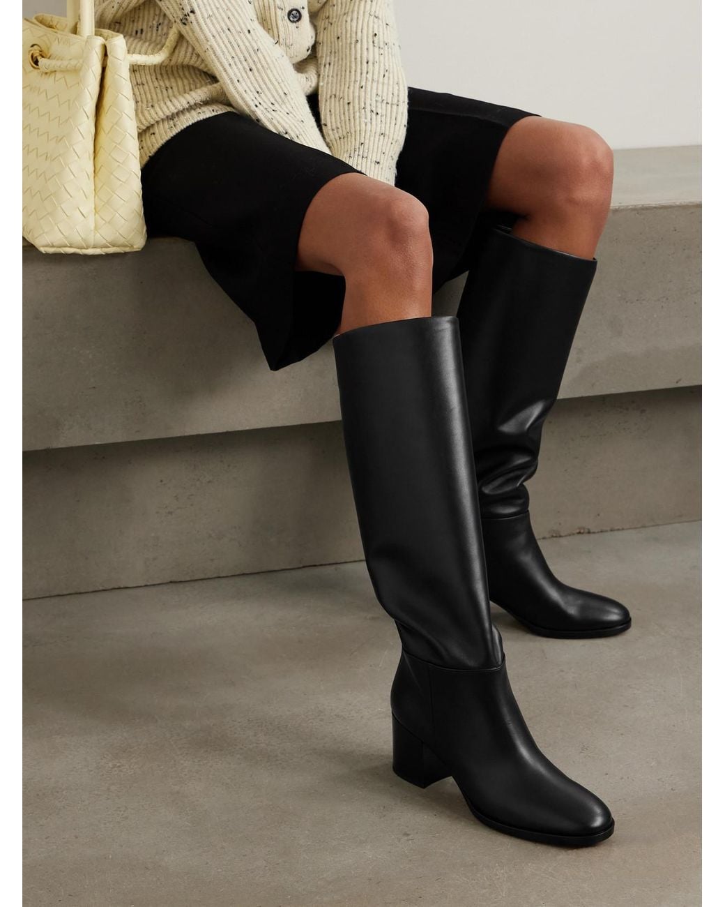 Gianvito Rossi Black Santiago 60 Leather Knee Boots