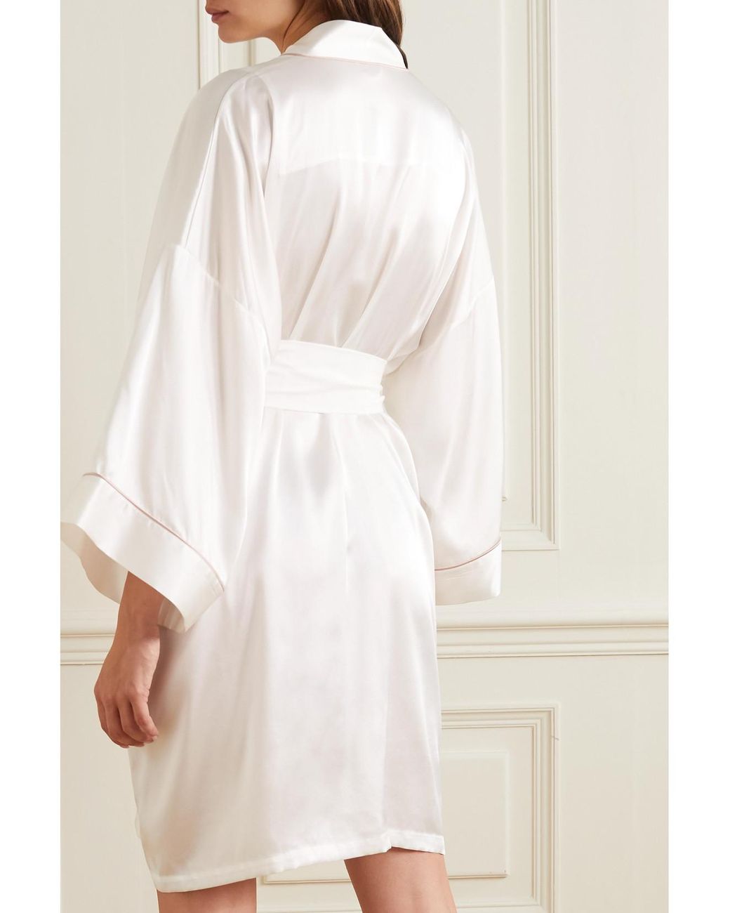 Olivia Von Halle White Mimi Silk-Satin Robe