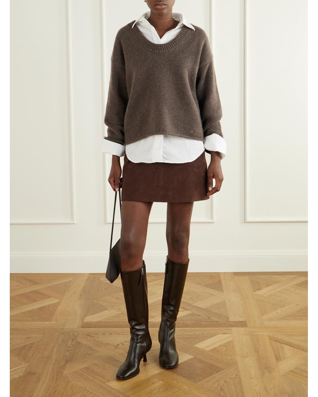 Aeyde Black Catherine 65 Leather Knee Boots