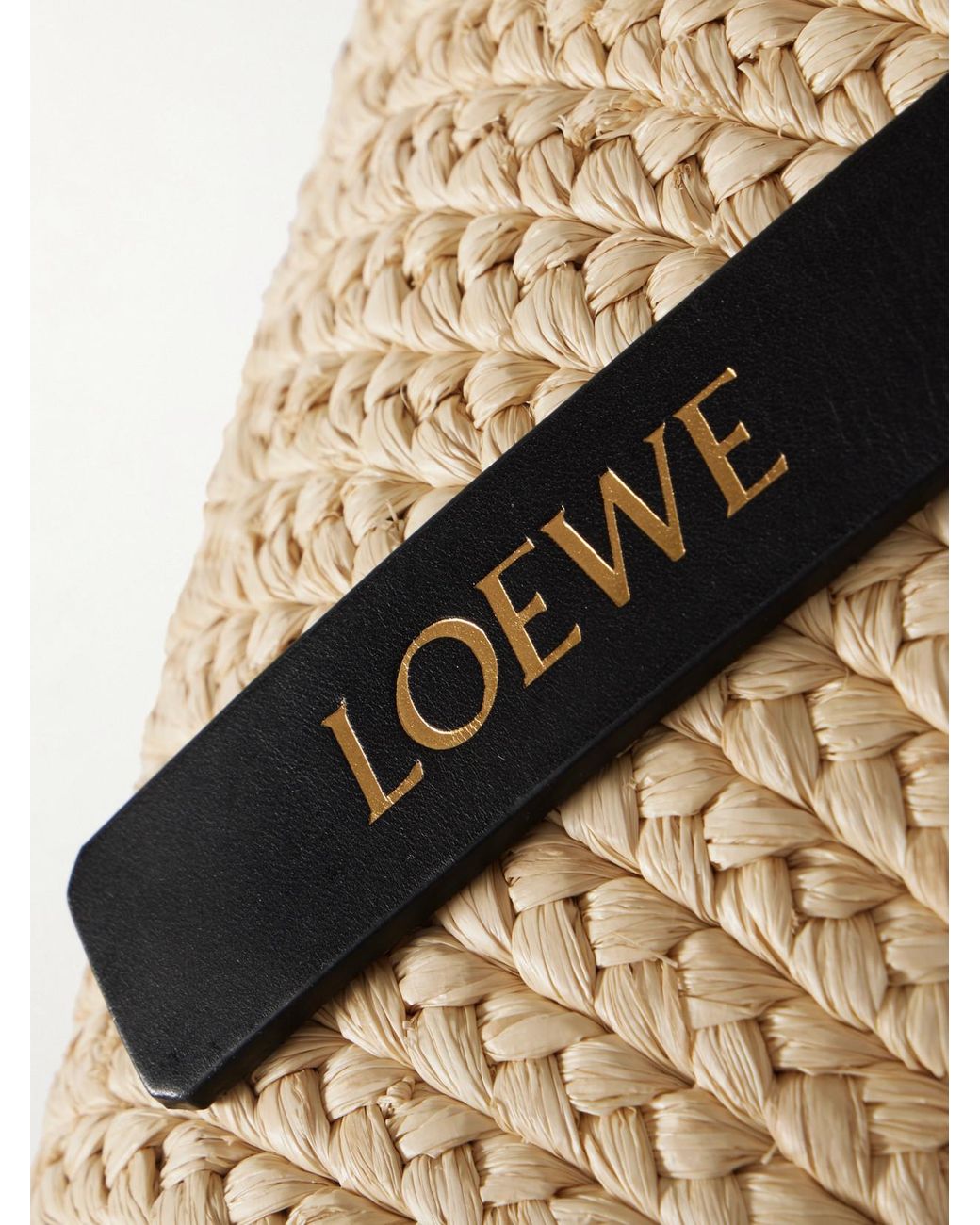 Loewe Natural Paula's Ibiza Punch Hole Small Leather-Trimmed Raffia Tote