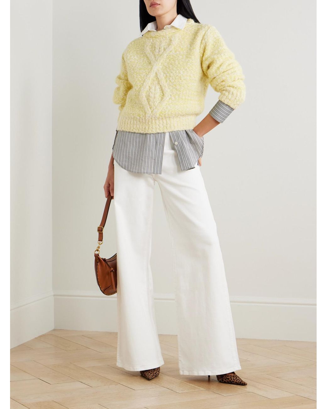 Isabel Marant Yellow Dorota Cable-Knit Alpaca-Blend Sweater