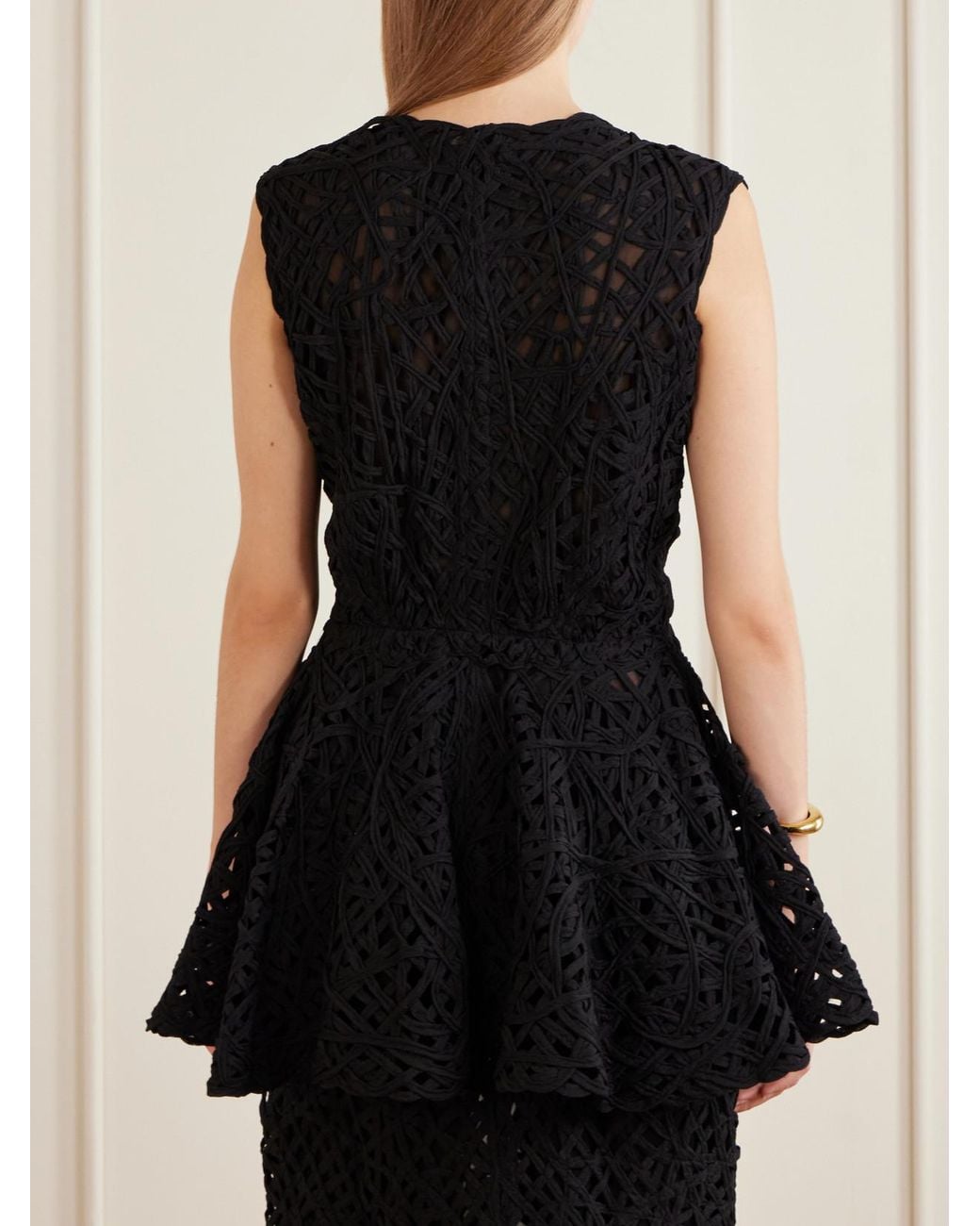 DIOTIMA Black Laurin Scalloped Net Georgette Blouse