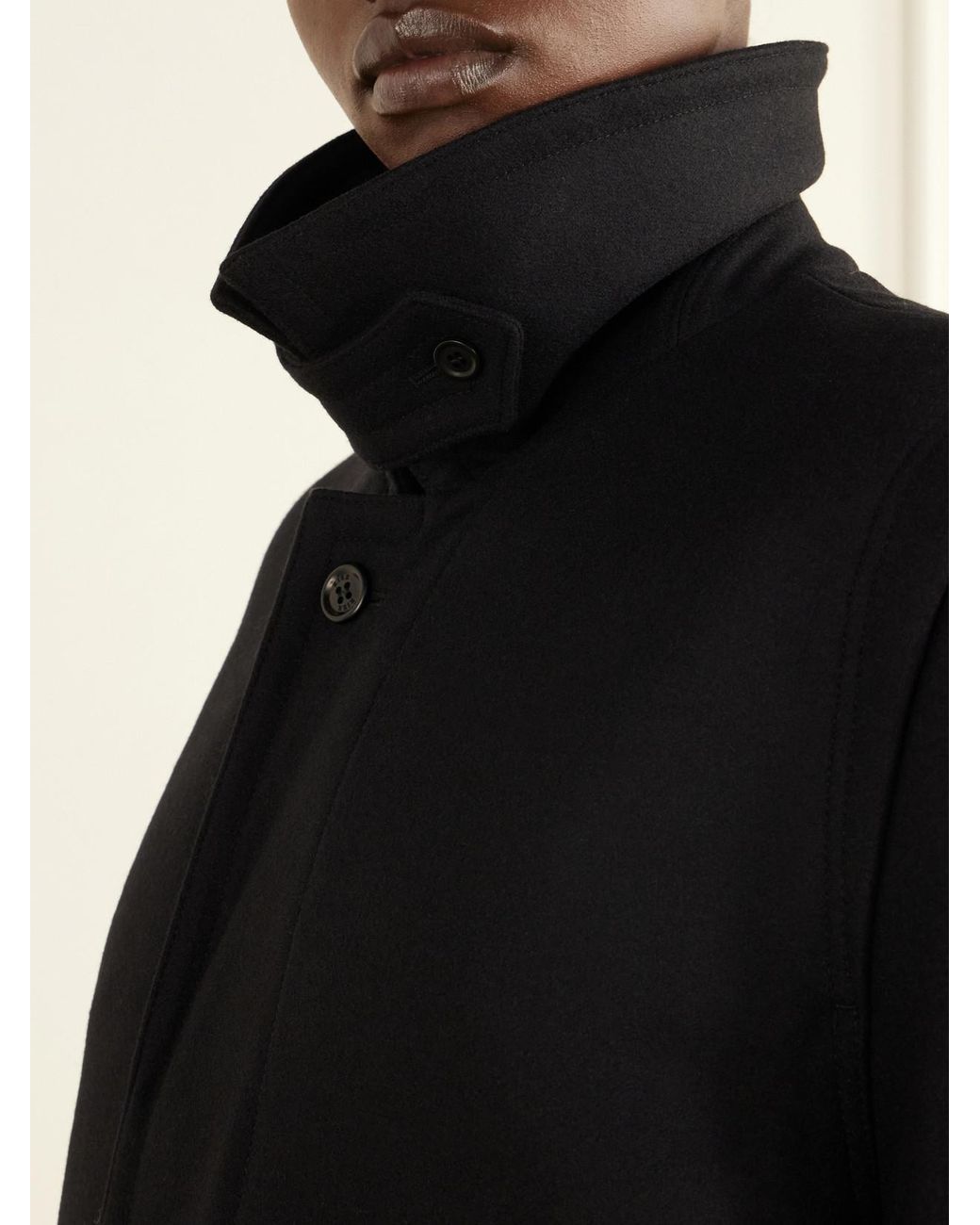 Rier Black Loden Felted Virgin Wool Coat