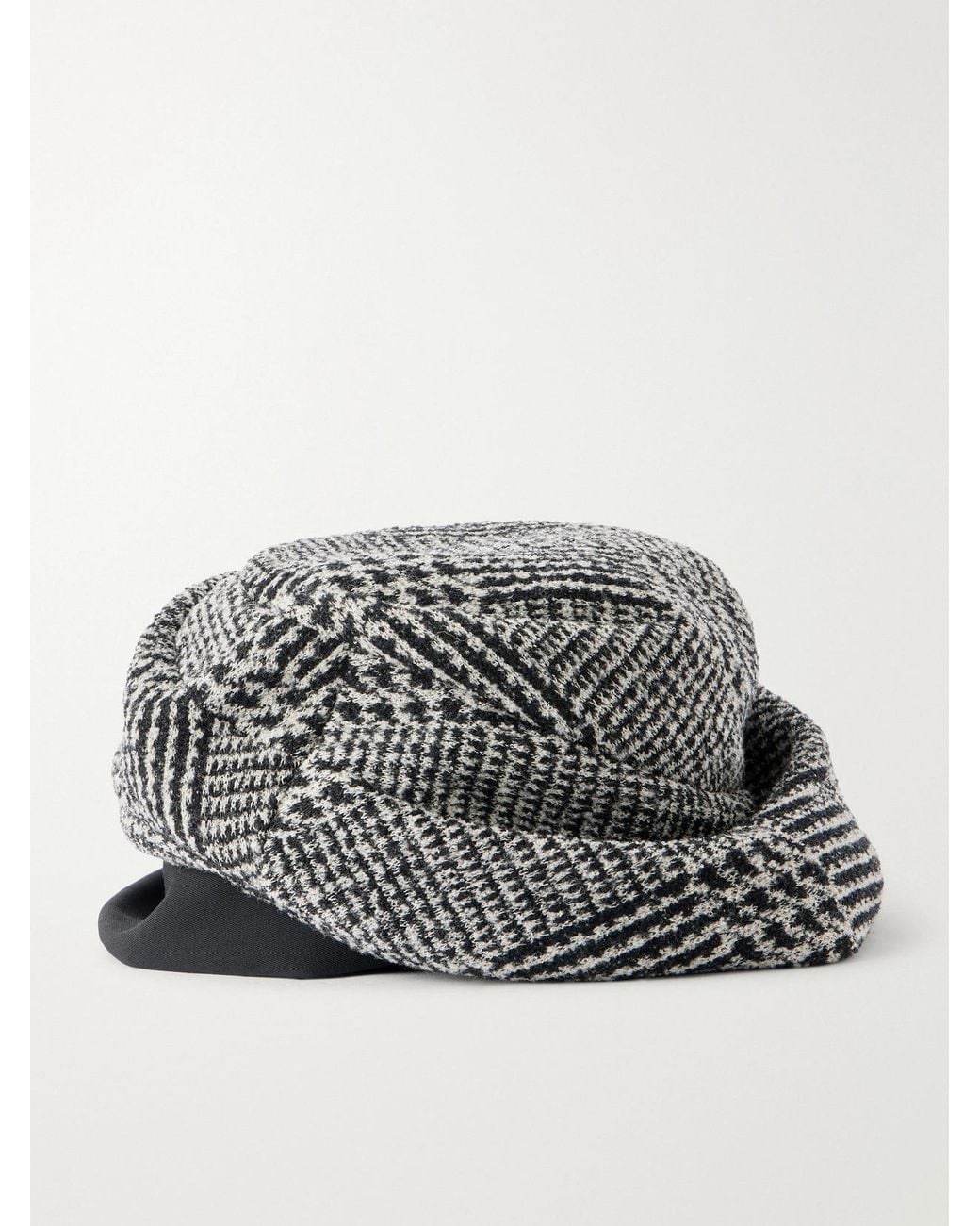 Junya Watanabe Gray Checked Gabardine-Trimmed Wool-Blend Tweed Bucket Hat