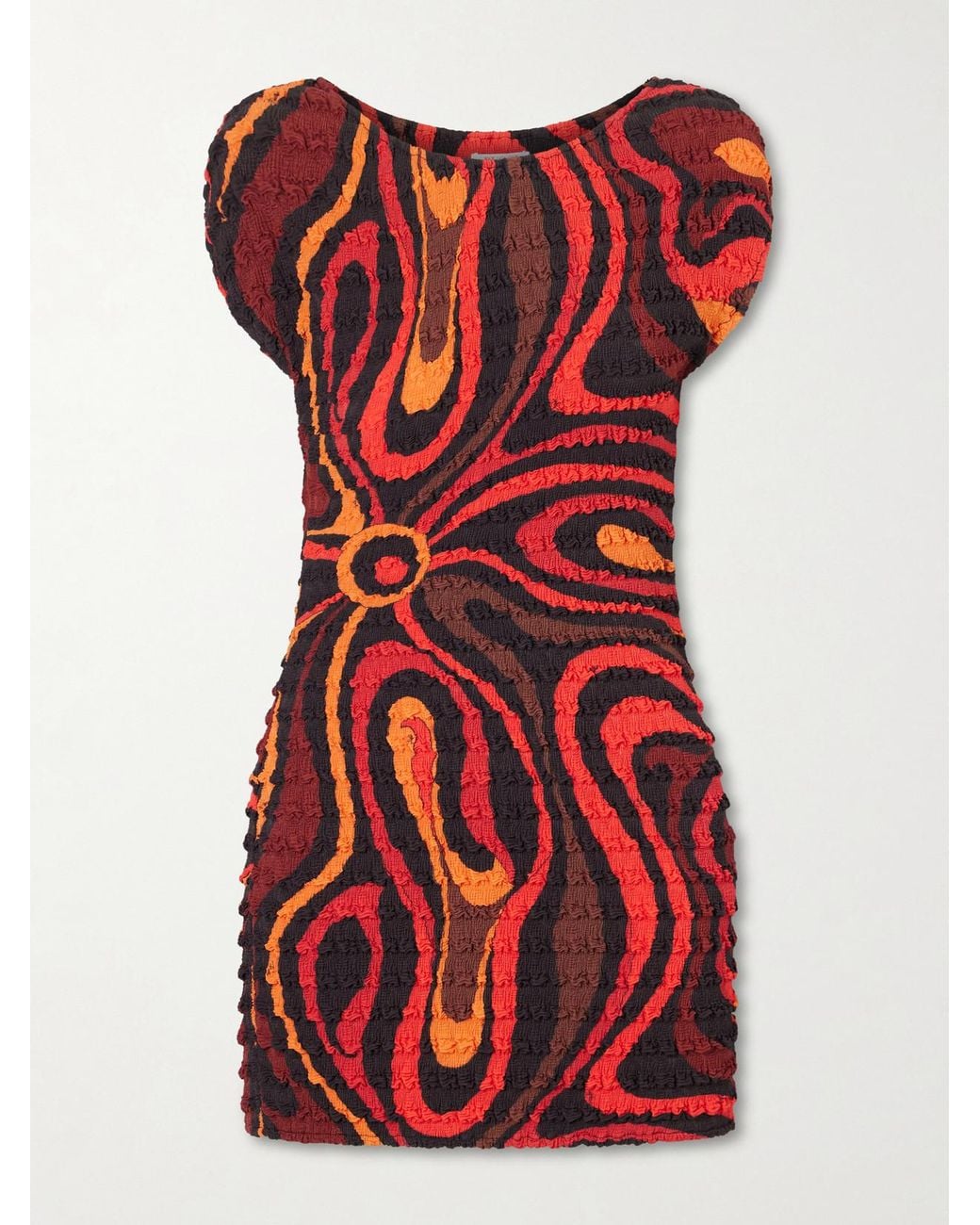 Emilio Pucci Red Shibori Crinkled-Crepe Printed Mini Dress