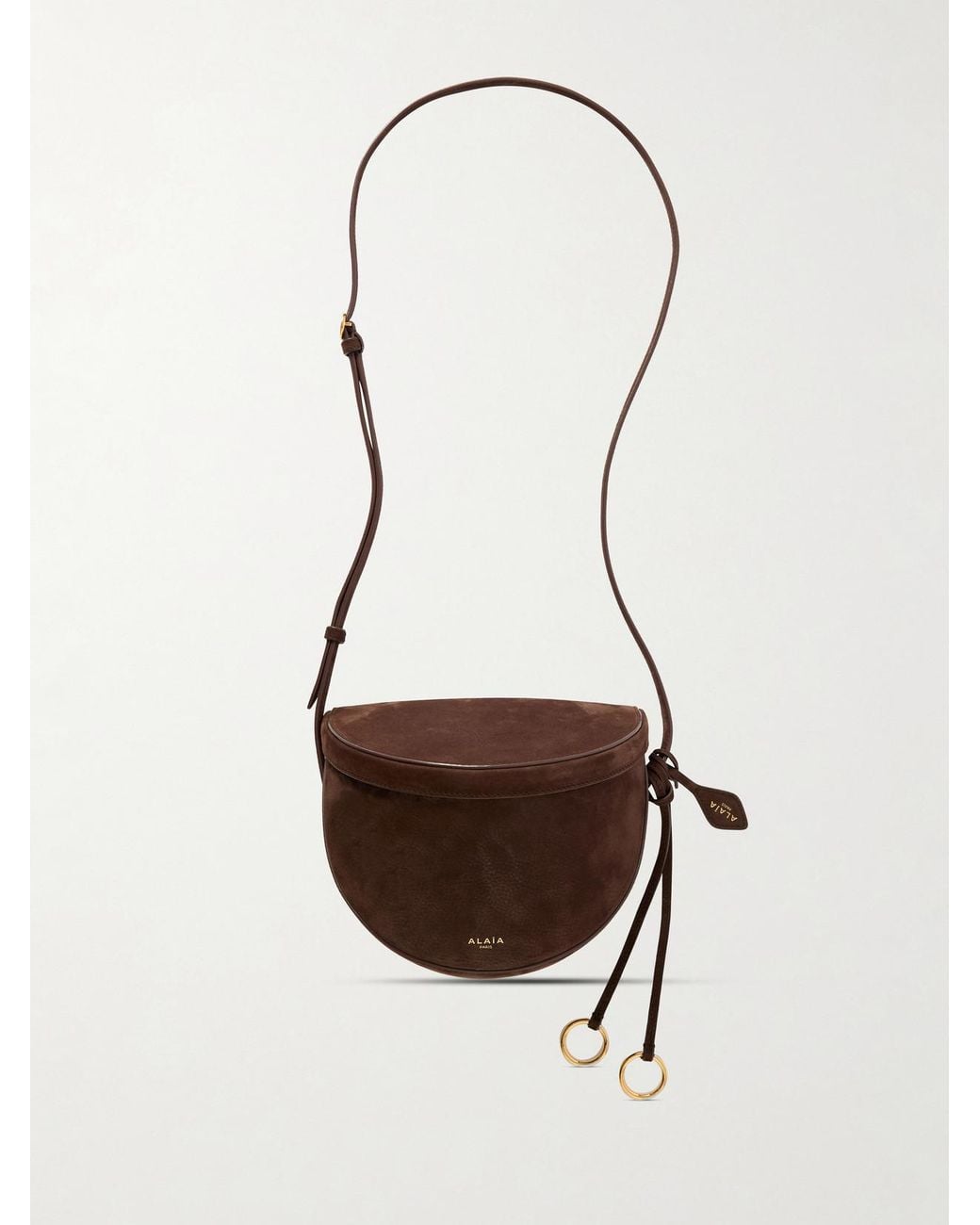Alaïa Brown Le Click Leather-Trimmed Nubuck Shoulder Bag