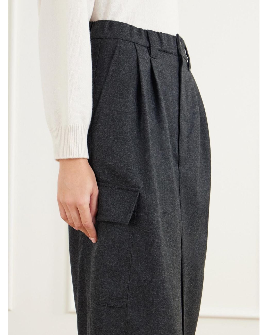 Brunello Cucinelli Black Pleated Wool And Cashmere-Blend Twill Midi Skirt